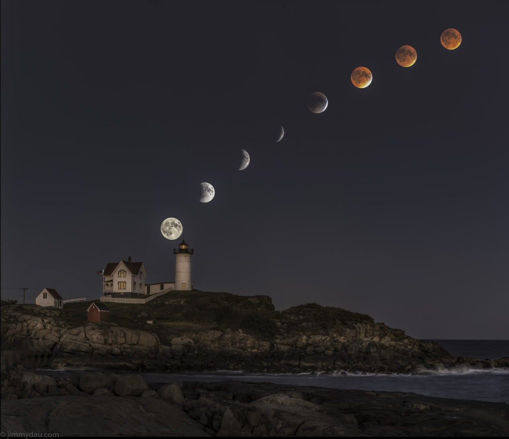 Nubble Lighthouse Maine Blood Moon-2