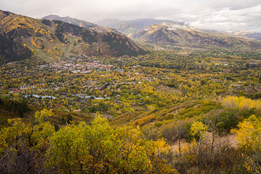 A view overlooking the town of Aspen in the fall.