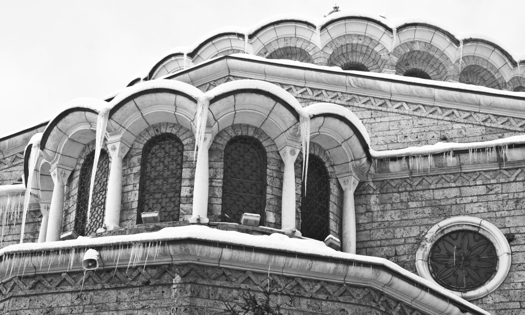 sofia winter black white bulgaria church