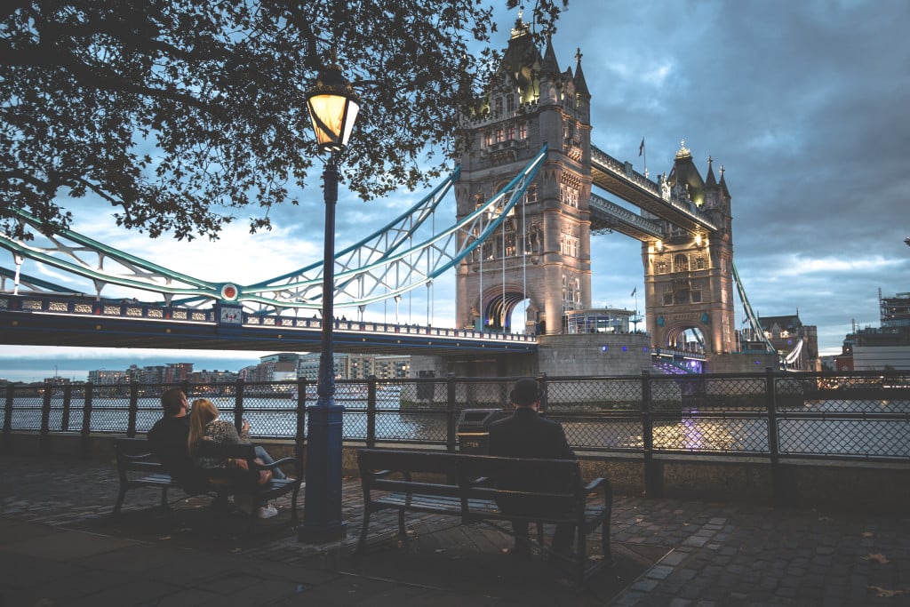The Bowler Man sits and stares at his favourite place, Tower Bridge. It brings great delight to him to watch the sun go down as the lights on the bridge illuminate. The Bowler Man may be alone, but he is content with his life and happy to see others that are enjoying this moment as well. 