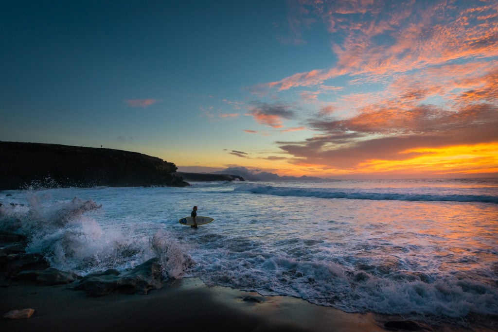 Surfing La Pared Fuerteventura in the Caneray islands Spain. Photo by Edin Chavez. 