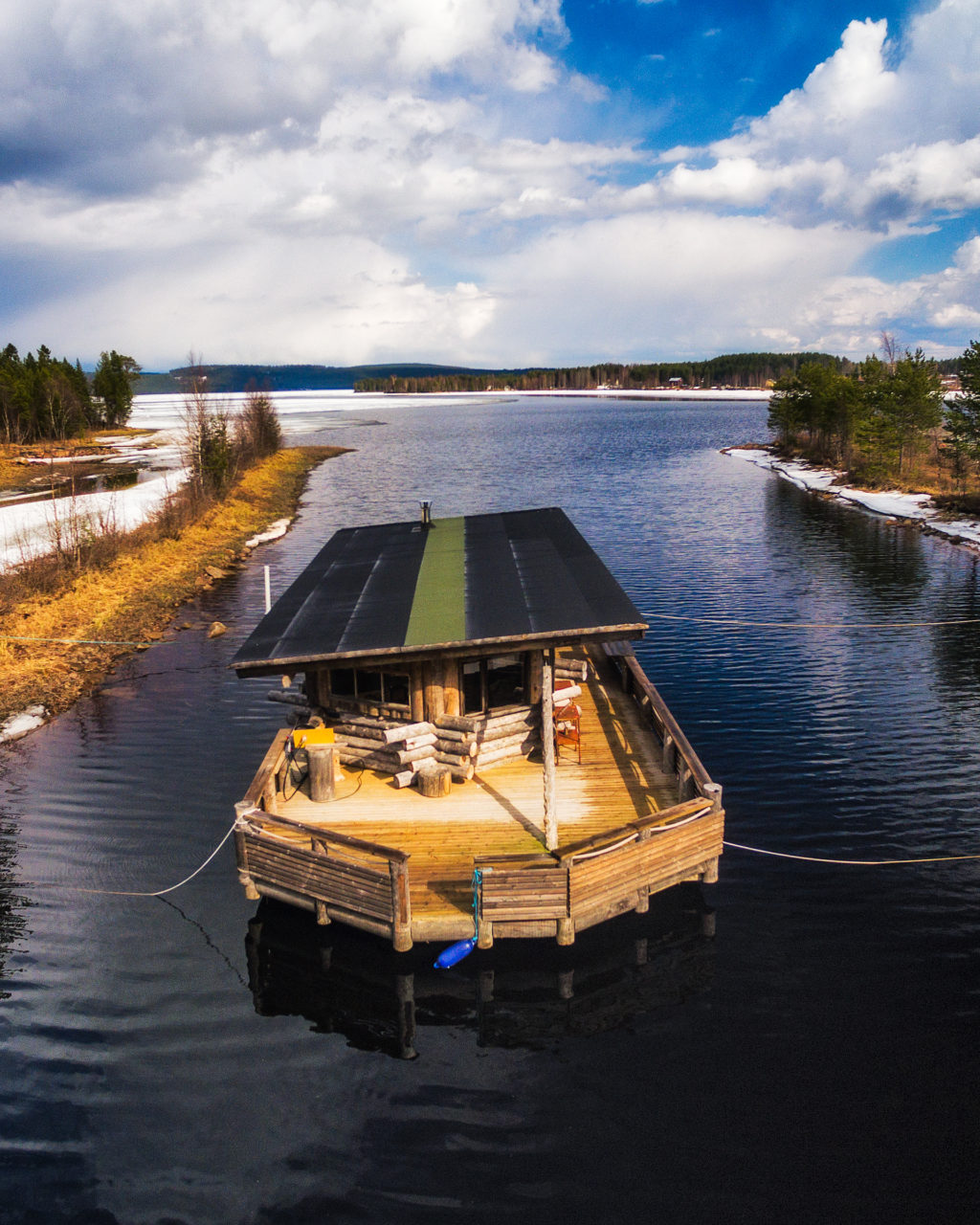 Finland log cabin houseboat by michael matti