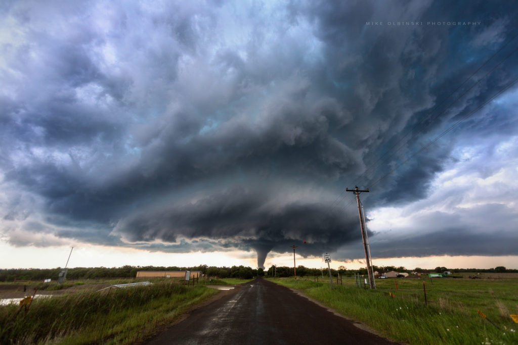 A powerful, EF3 tornado spins through the small rural community of Katie, Oklahoma on May 9th, 2016.