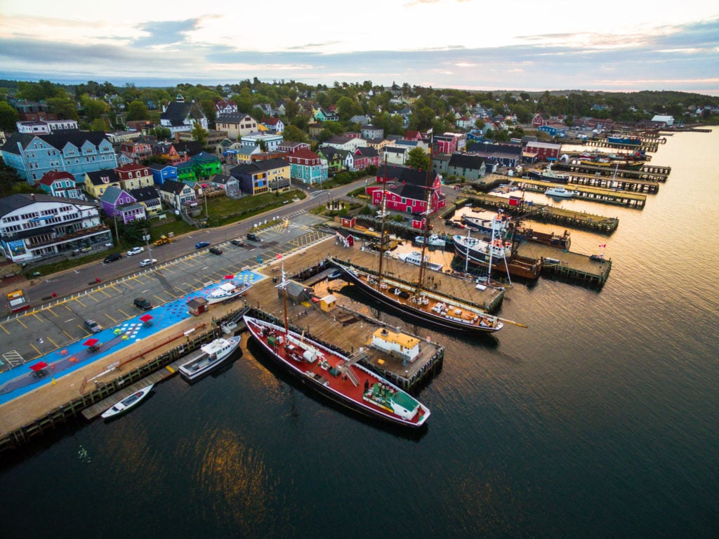 UNESCO World Heritage Site, Old Town Lunenburg. All the buildings and even boats were so vibrantly uniform; it felt like a fictitious town. There was no other way to capture the beauty other than by drone. I’ve spent four years flying drones and to capture the best photos, I always recommend keeping the drone at a height between 30-70 metres. It was amazing watching the sunrise reflect off the waterfront.