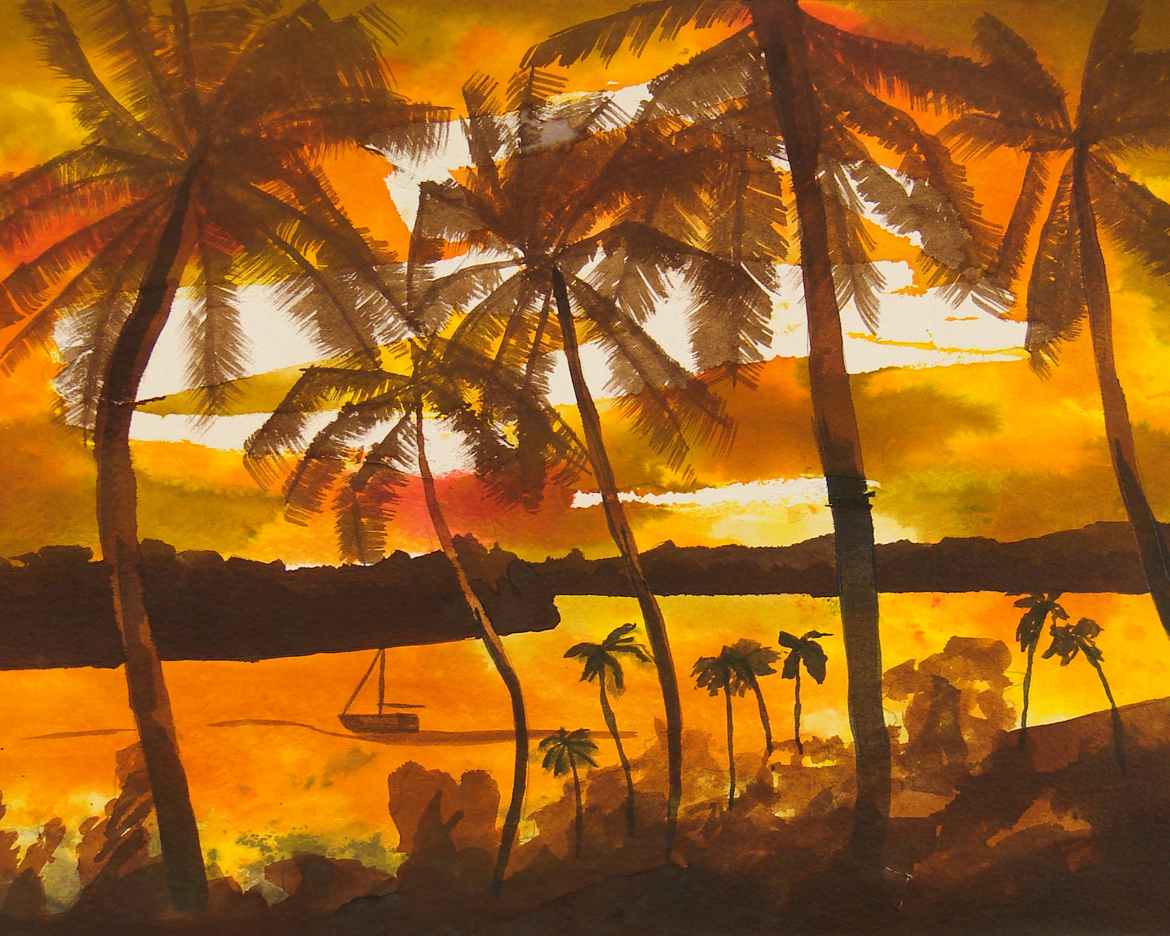 Pop's Tropics - an early experimental painting influenced by images of Hawaii